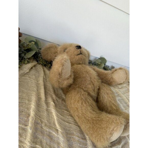 17” Vintage Mohair Jointed Teddy Bear‎ Suede Leather Pads Plastic Nose Blonde - Picture 6 of 8